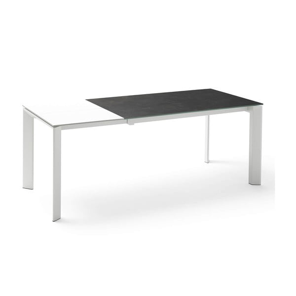 Baltos ir juodos spalvų sulankstomas valgomojo stalas "Lisa", ilgis 140/200 cm