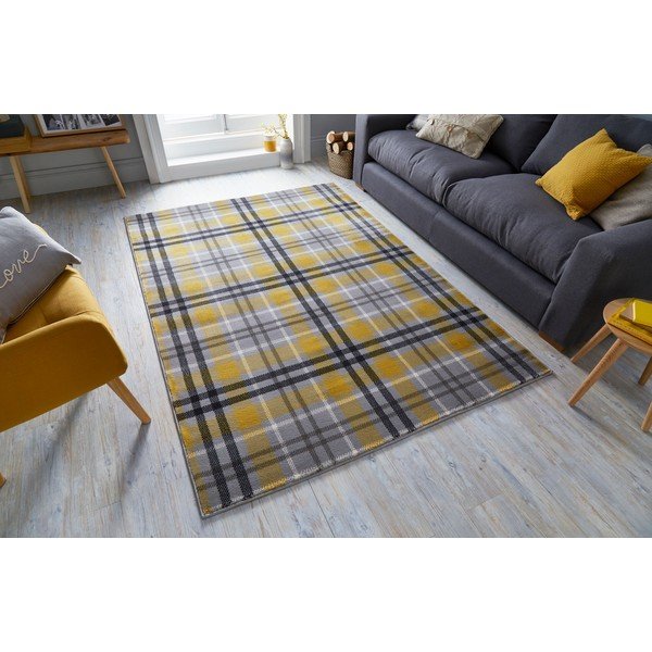 Geltonos ir pilkos spalvos kilimas Flair Rugs Highland, 200 x 290 cm-image-4