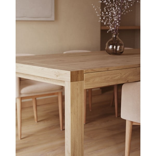 Prailginamas valgomojo stalas su papildomu stalviršiu iš ąžuolo 100x200 cm Briva – Kave Home-image-3