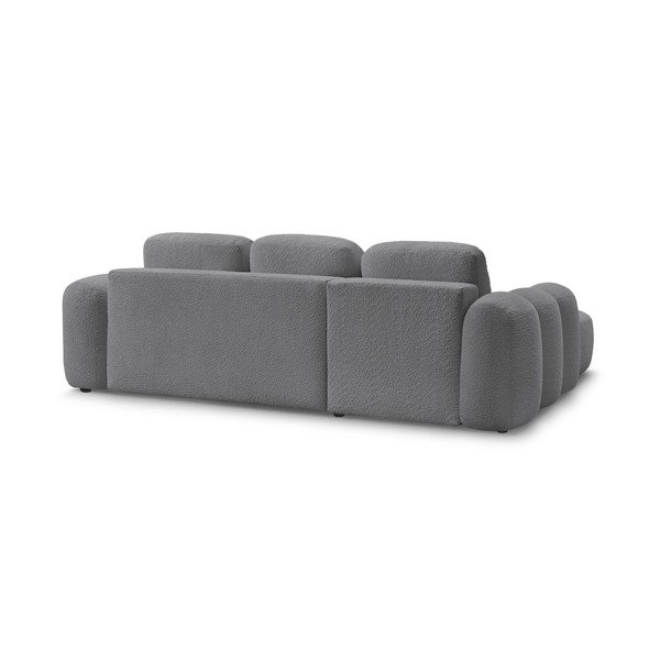 Pilkos spalvos sulankstoma/su sandėliavimo vieta kampinė sofa iš boucle (su dešiniuoju kampu/su gultu) Montaigne – Bobochic Paris-image-4