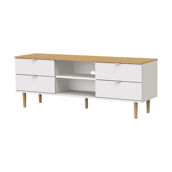 TV spintelė baltos spalvos/natūralios spalvos iš ąžuolo 162x61 cm Skagen – Tenzo-image-2