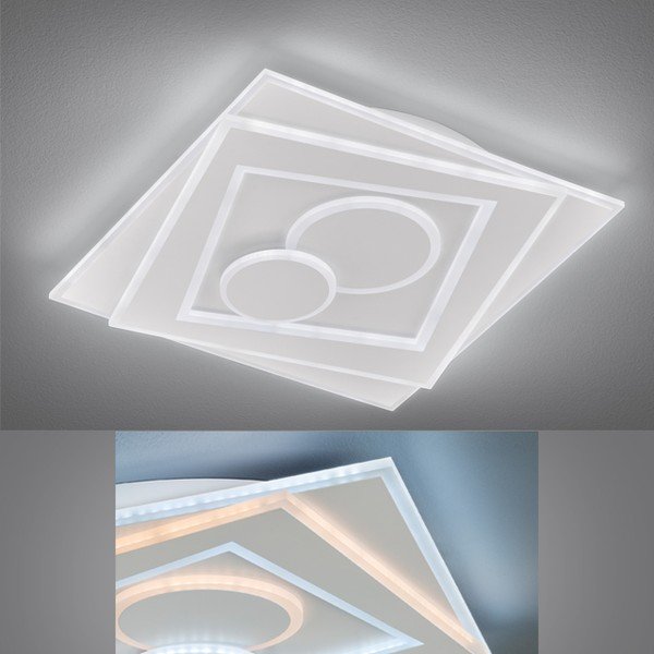Iš metalo lubinis šviestuvas baltos spalvos LED su nuotolinio valdymo funkcija/su pritemdymo funkcija 50x50 cm Ratio – Fischer & Honsel-image-1