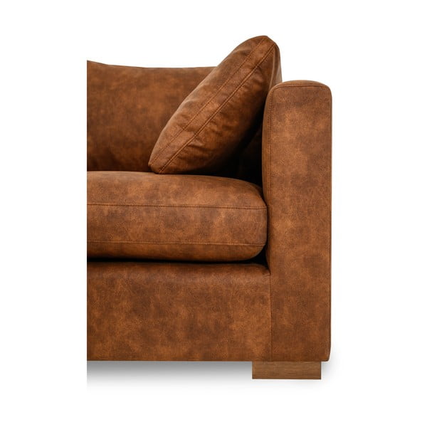 Iš dirbtinės odos kampinė sofa konjako rudos spalvos (su kairiuoju kampu) Hamburg – Scandic-image-4