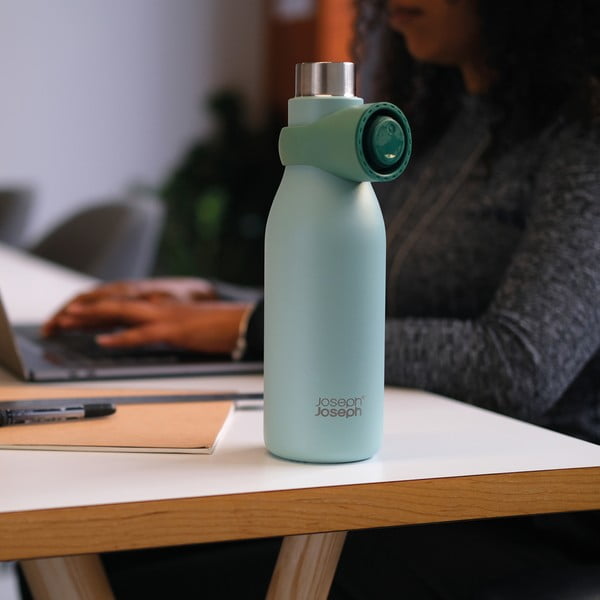 Butelis mėtų spalvos iš nerūdijančio plieno Kelioninis buteliukas 500 ml Loop – Joseph Joseph-image-1