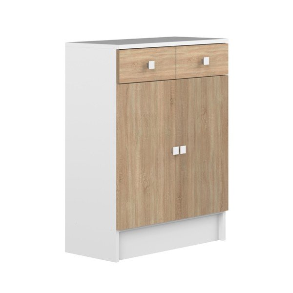 Ąžuolo medienos dekoro vonios kambario spintelė TemaHome Combi-image-3
