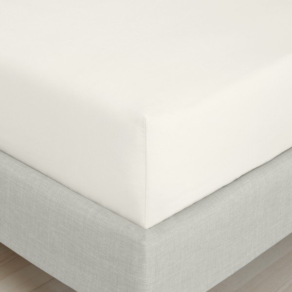 Kreminės spalvos iš medvilninio perkelio paklodė su guma 90x190 cm Cotton Percale – Bianca-image-3