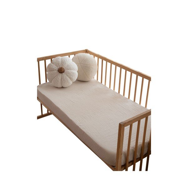 Smėlio spalvos iš muslino vaikų patalynė vaikiškai lovai su guma 60x120 cm Burumcuk – Mijolnir