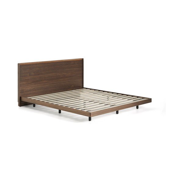 Rudos spalvos iš beržo masyvo dvigulė lova su lovos grotelėmis 160x200 cm Norlen – Kave Home