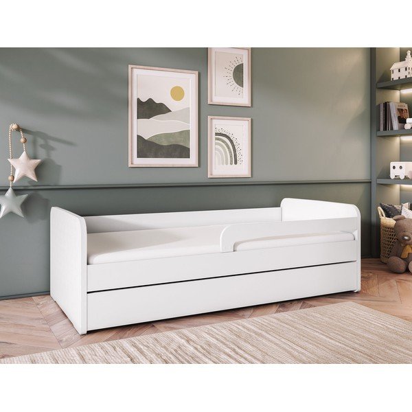 Baltos spalvos vaikiška lova su čiužiniu / su lovos grotelėmis 80x160 cm Duuli – ELTAP-image-1