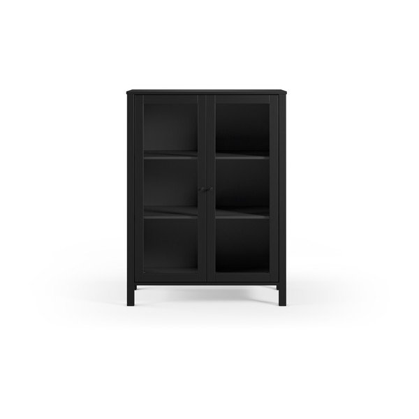 Juodos spalvos iš pušies masyvo vitrina 90x120x40 cm Alessandra – Marckeric-image-2