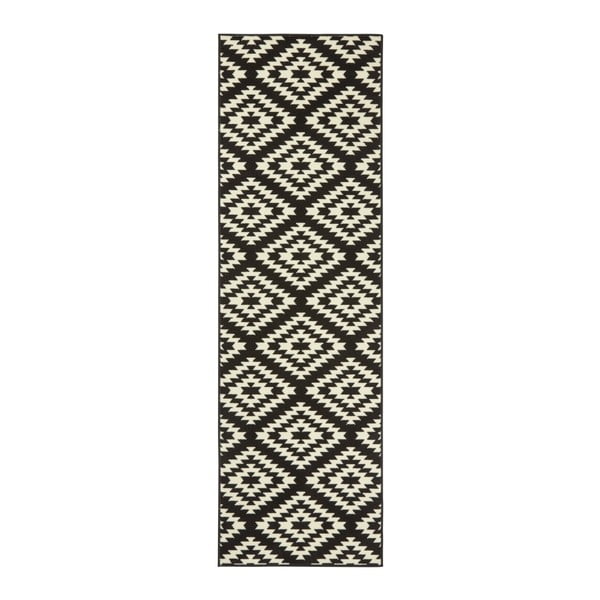 Juodas kilimas su baltomis detalėmis Hanse Home Basic Nordic, 80 x 400 cm