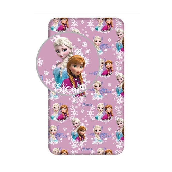 Iš medvilnės viengulė vaikų patalynė su guma 90x200 cm Frozen – Jerry Fabrics