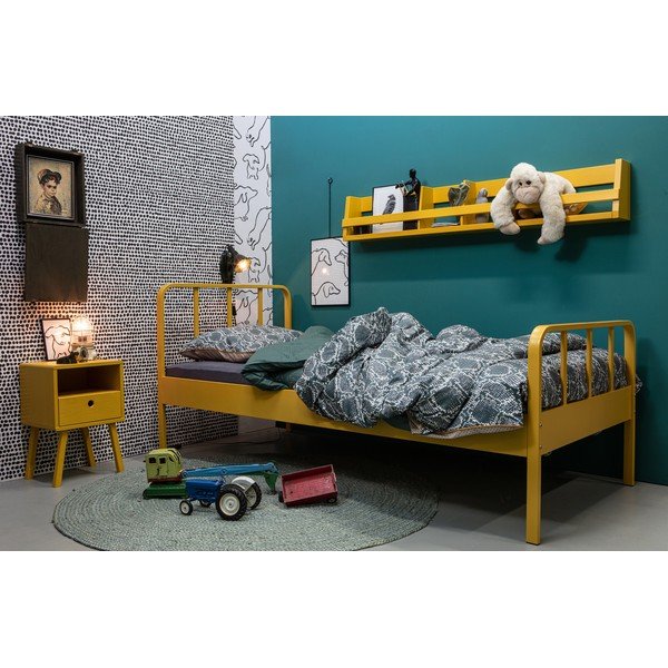 Geltonos spalvos lentyna iš pušies masyvo WOOOD Sammie-image-1