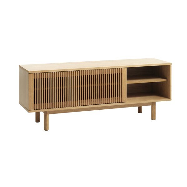 TV spintelė natūralios spalvos iš ąžuolo 143x55 cm Tiber – Unique Furniture-image-2