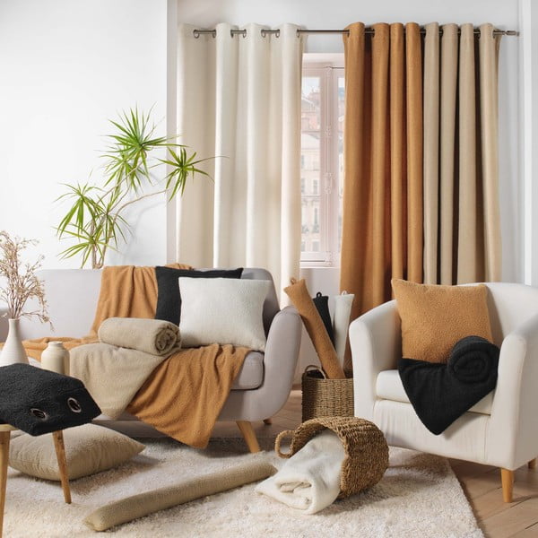 Smėlio spalvos fleece tipo antklodė ir pledas 125x150 cm Curly Wooly – douceur d'intérieur-image-4