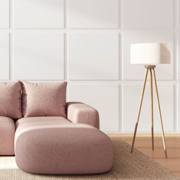 Rožinės spalvos iš boucle kampinė sofa (su dešiniuoju kampu/su gultu) Monce – Rodier-image-3