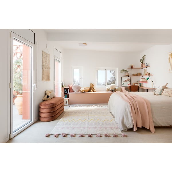 Skalbiamas/rankų darbo iš medvilnės vaikiškas kilimas rožinės spalvos/kreminės spalvos 120x160 cm Azteca Vintage Nude – Lorena Canals-image-1