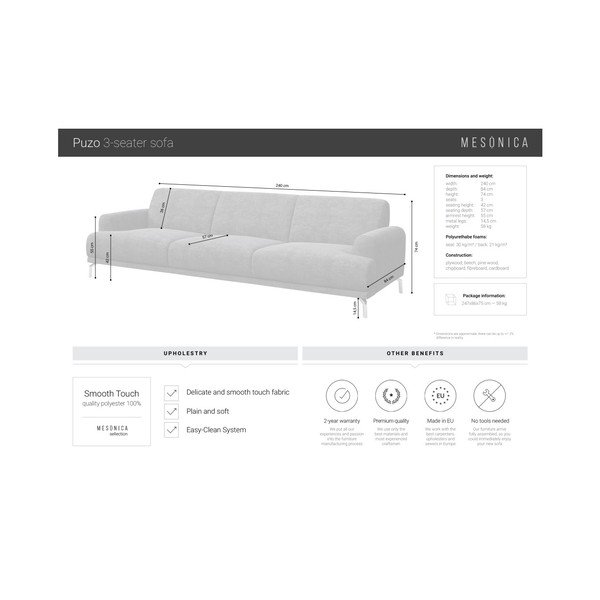 Rudos spalvos sofa MESONICA Puzo, 240 cm-image-4