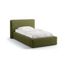 Žalios spalvos viengulė lova audiniu dengta su sandėliavimo vieta su lovos grotelėmis 90x200 cm Jodie – Micadoni 
