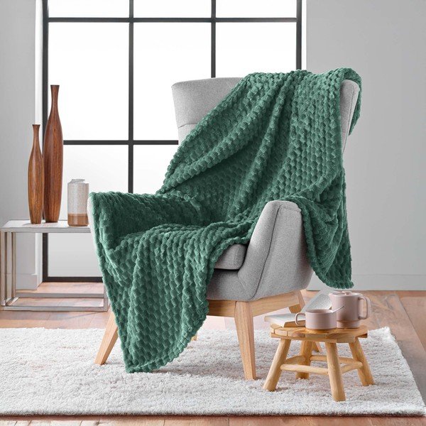 Žalios spalvos iš mikroflanelės antklodė ir pledas 125x150 cm Mini Frosty – douceur d'intérieur-image-2