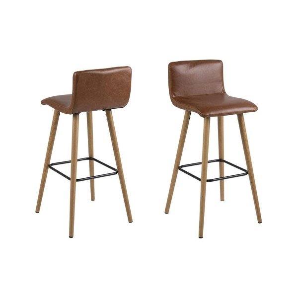 2 rudų "Actona Frida Brandy" baro kėdžių rinkinys-image-1