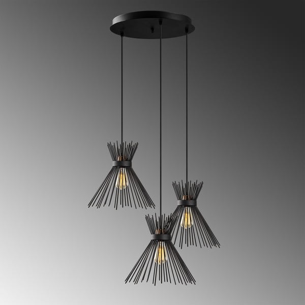 Juodos spalvos kabantis šviestuvas ø 63 cm su metaliniu gaubtu Kirpi – Opviq lights-image-1