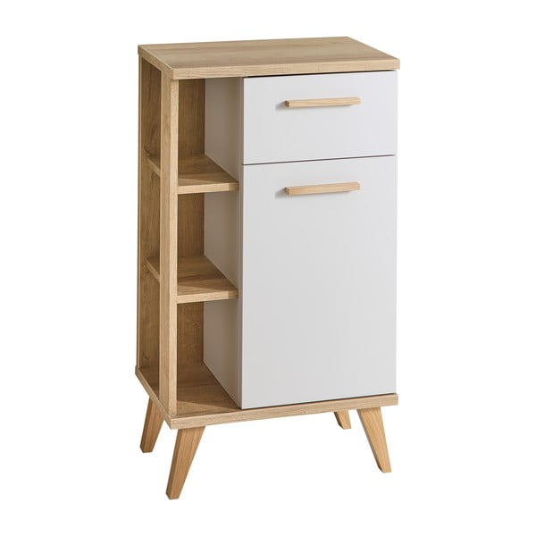 Kreminės spalvos/natūralios spalvos žema vonios daiktadėžė iš ąžuolo 50,5x89,5 cm Quickset 966 – Pelipal