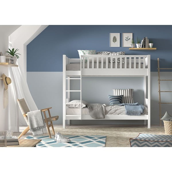 Balta dviaukštė lova vaikams 90x200 cm Scott - Vipack-image-1