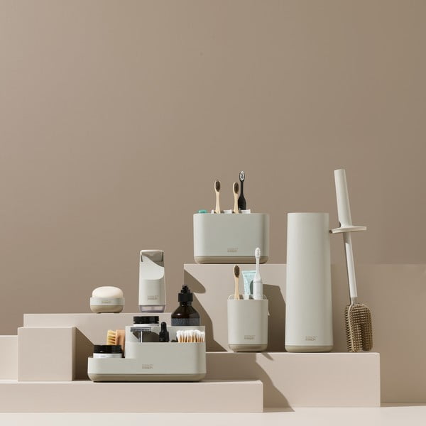 Smėlio spalvos iš plastiko dantų šepetėlio stovas EasyStore – Joseph Joseph-image-3