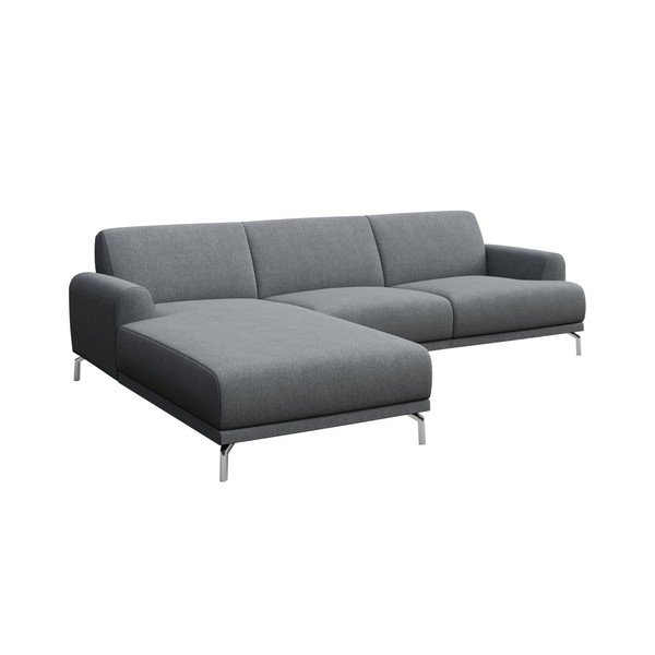Šviesiai pilka kampinė sofa MESONICA Puzo, kairysis kampas-image-2