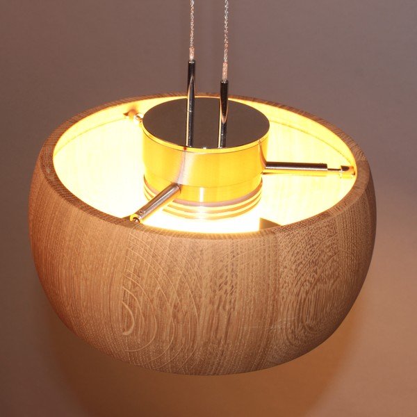 Kabantis šviestuvas juodos spalvos/natūralios spalvos LED su pritemdymo funkcija su mediniu gaubtu Shine-wood – Fischer & Honsel-image-2