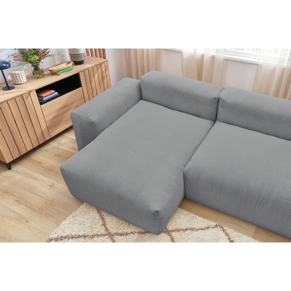 Šviesiai pilka velvetinė kampinė sofa (kairysis kampas) Lafayette - Bobochic Paris-image-1