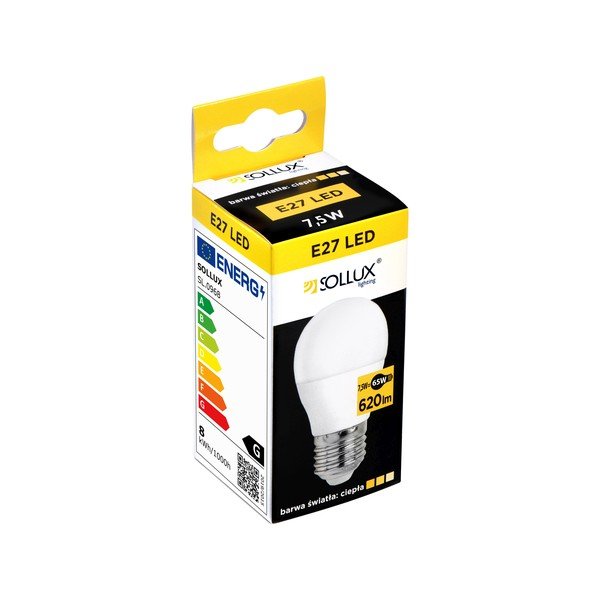LED lemputė šilta balta 7,5 W E27, – Sollux-image-1