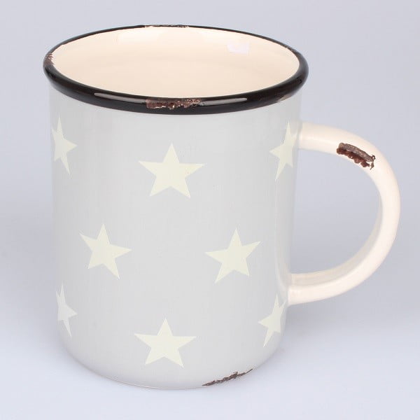 Pilkas keraminis puodelis su žvaigždėmis Dakls, 750 ml talpos