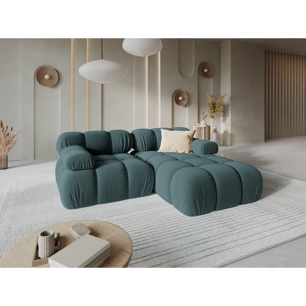 Kampinė sofa smaragdinės spalvos iš velveto (su dešiniuoju kampu) Bellis – Micadoni Home-image-1