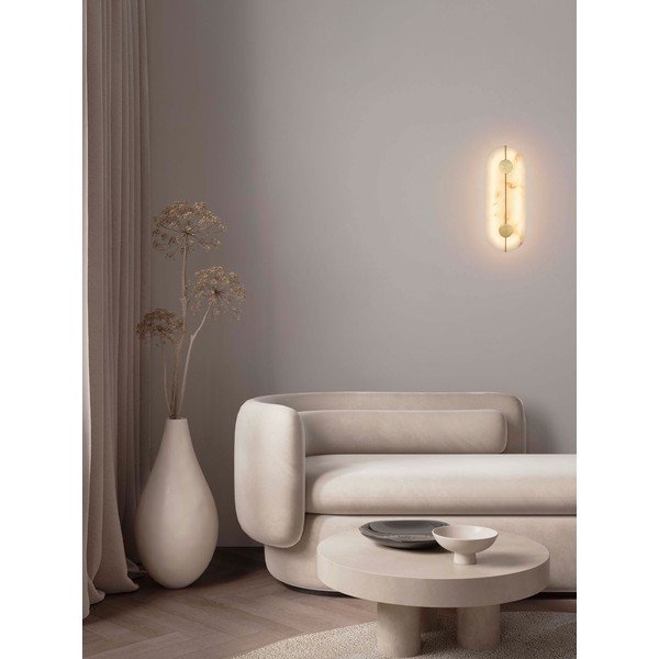 Kreminės spalvos/žalvario spalvos sieninė lempa LED su akmens dekoru Aider – Nova Luce-image-1