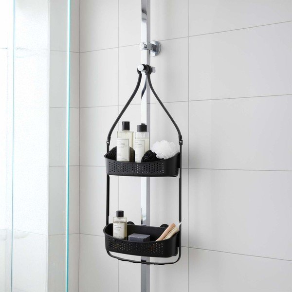 Pakabinama matinės juodos spalvos iš plastiko vonios lentyna Vesper – douceur d'intérieur-image-1