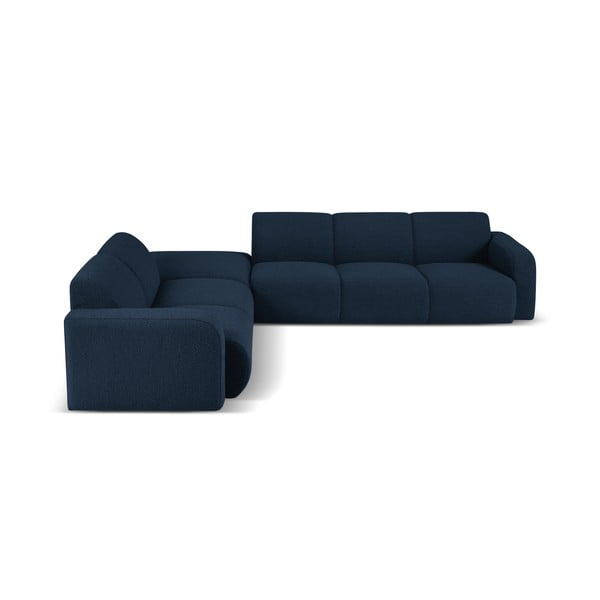 Kampinė sofa tamsiai mėlynos spalvos iš boucle (su kairiuoju kampu) Molino – Micadoni Home