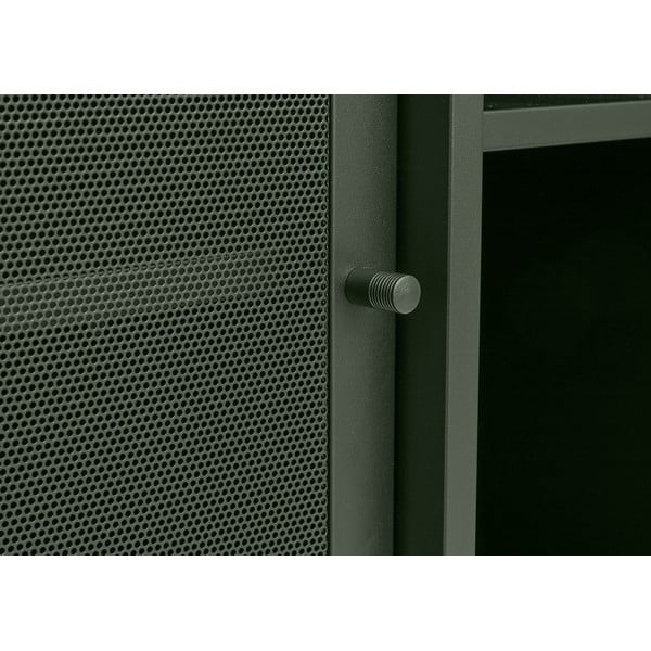 Iš metalo žema šoninė spintelė tamsiai žalios spalvos su stumdomomis durimis 160x75 cm Veep – Unique Furniture-image-2