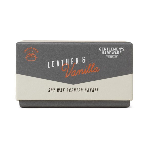 Aromatinė žvakė iš sojų vaško degimo laikas 40 h Leather & Vanilla – Gentlemen's Hardware-image-1