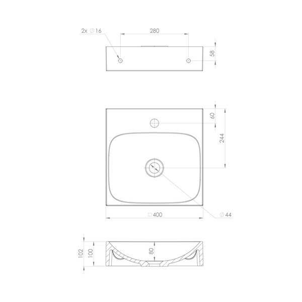 Iš mineralinio kompozito praustuvas baltos spalvos 40x40 cm Emona – Sapho-image-4