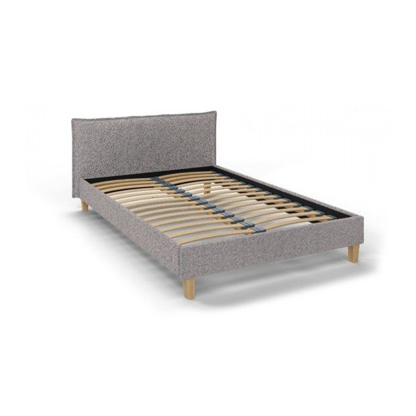 Pilka minkšta dvigulė lova su grotelėmis 140x200 cm Tina - Ropez