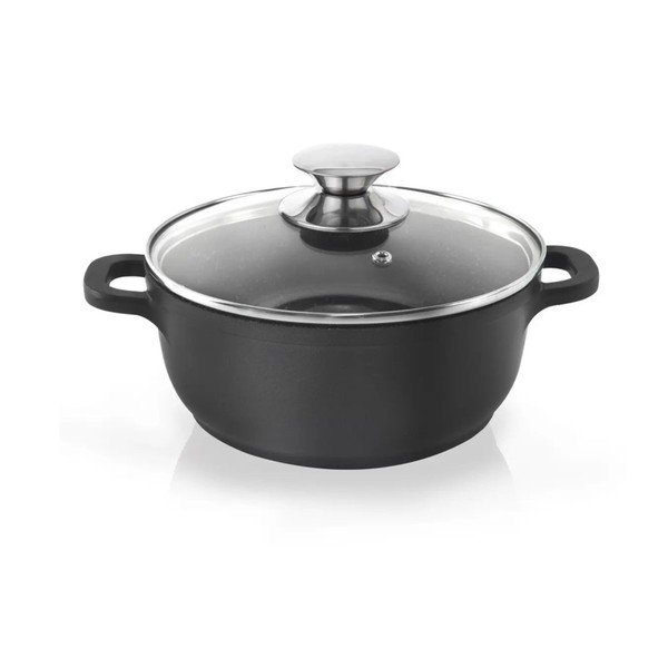 Puodas su nepridegančiu paviršiumi su stikliniu dangteliu Pfluon Granit  Orion Grande, ⌀ 20 cm