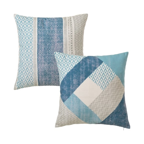 2 mėlynos spalvos medvilninių pagalvėlių rinkinys "Unimasa Cube", 45 x 45 cm