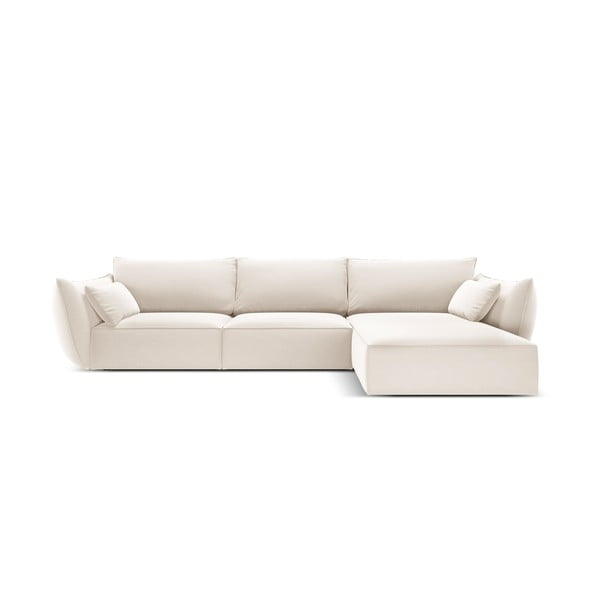 Smėlio spalvos iš velveto kampinė sofa (su dešiniuoju kampu/su gultu) Vanda – Mazzini Sofas