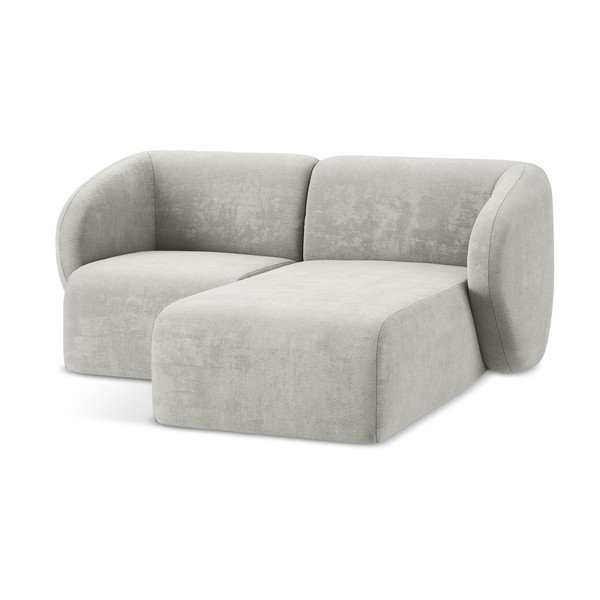 Šviesiai pilkos spalvos kampinė sofa iš šenilinio audinio (su dešiniuoju kampu/su gultu) Lani – Makamii-image-4