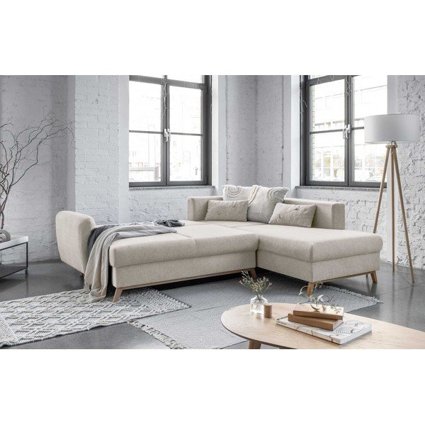 Smėlio spalvos sofa-lova Miuform Scandic Lagom L, dešinysis kampas-image-4