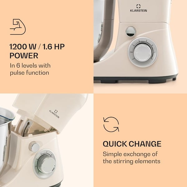 Smėlio spalvos virtuvės kombainas Klarstein Bella Pico 2G-image-4