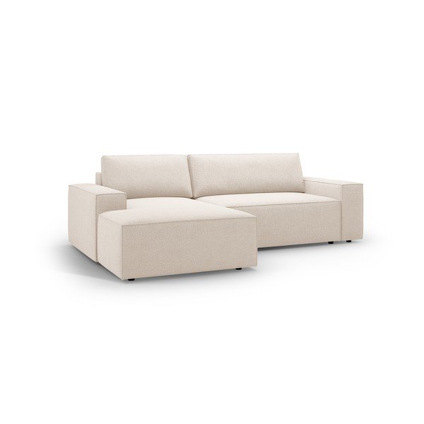 Iš boucle sulankstoma kampinė sofa smėlio spalvos (su kairiuoju kampu) Jodie – Micadoni Home-image-2