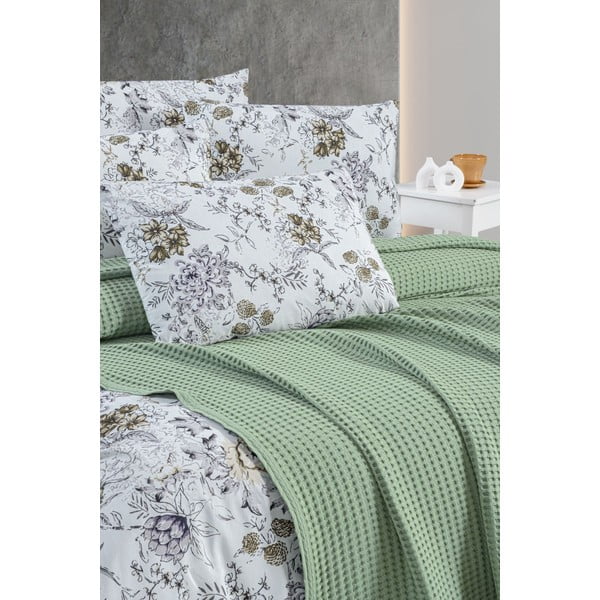 Iš medvilnės lovatiesė žalios spalvos 220x240 cm Waffle – Mila Home-image-1